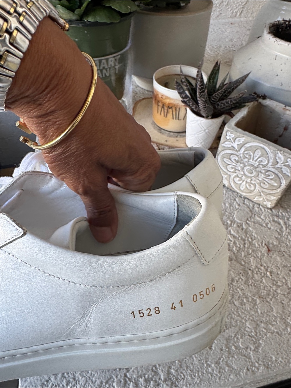 Common Projects White Tournament Low Super Leather Sneakers SZ 10-10.5 /41 - Picture 4 of 8
